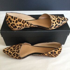 J Crew Leopard Pointed Toe D'Orsay Flats